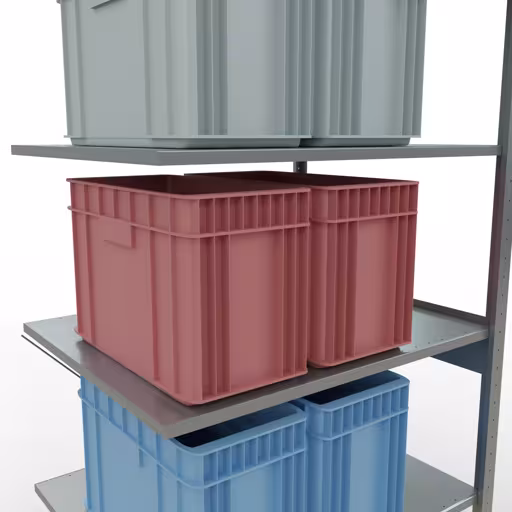 Figuur nr. 10 van het artikel aanbouwrekken, legbordstellingen, insteeksysteem MULTIplus150, 2500 x 1000 x 800 mm, 6 legborden, verzinkt uit de insteeksysteem productgroep van Schulte Lagertechnik.