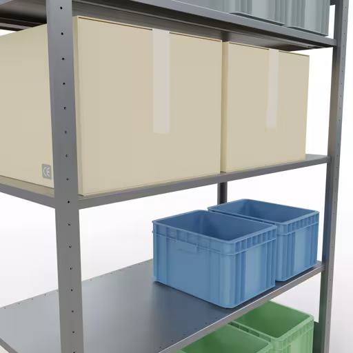 Basisplank, legbord, insteeksysteem MULTIplus150, 2000 x 1300 x 600 mm (HxBxD), 5 legborden, lengtestangen, verzinkt met GTIN 4004514280831 Basisplank, legbord, insteeksysteem MULTIplus150, 2000 x 1300 x 600 mm, 5 legborden, lengtestangen, verzinkt van Schulte Lagertechnik met het artikelnr. 12760-130-LR