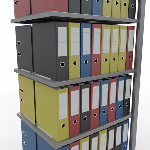 , kantoorrekken, insteeksysteem MULTIplus150, 2300 x 750 x 600 mm, 7 legborden, verzinkt, met middenaanslag van Schulte Lagertechnik uit het assortiment kantoorrekken