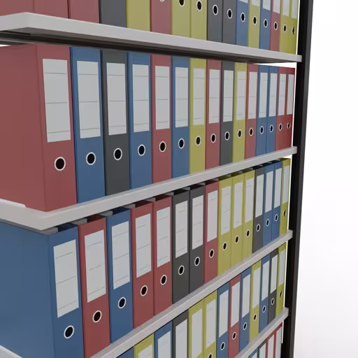 Extra afbeelding van het artikel Aanbouwstelling, kantoorstelling, insteeksysteem MULTIplus85, 2300 x 1300 x 300 mm, 7 legborden, kruisschoor, met aanslaglijst, zwart/lichtgrijs uit insteeksysteem
