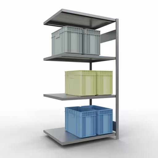 Aanbouwrekken, rekken, insteeksysteem MULTIplus330, 2000 x 1000 x 800 mm, 5 legborden, lengtestangen, verzinkt van het merk Schulte Lagertechnik uit het assortiment insteeksystemen