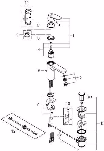 GROHE monoknop wastafelmengkraan Eurosmart C 23325 medium hoge afvoer chroom