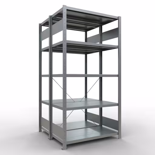 Basisplank, dubbele plank, stellingsysteem MULTIplus250, 2000 x 1000 x (2x500) mm (HxBxD), 2x5 planken, kruisschoor, gegalvaniseerd van Schulte Lagertechnik Basisplank, dubbele plank, stellingsysteem MULTIplus250, 2000 x 1000 x (2x500) mm (HxBxD), 2x5 planken, kruisschoor, verzinkt, dubbele planken, art.nr. 14250-G