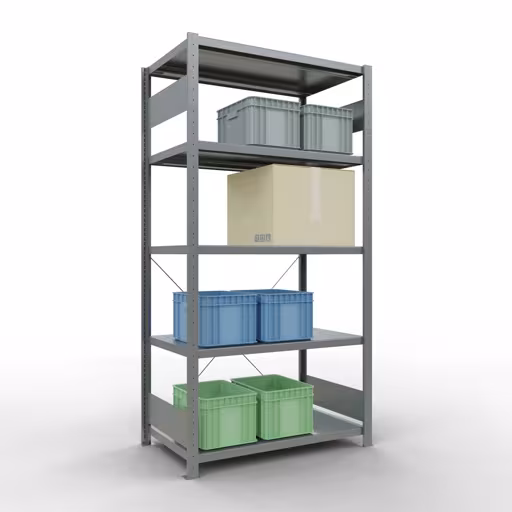 Basisplank, legbord, insteeksysteem MULTIplus330, 2000 x 1000 x 600 mm, 5 legborden, kruisschoor, verzinkt van Schulte Lagertechnik uit het assortiment insteeksysteem
