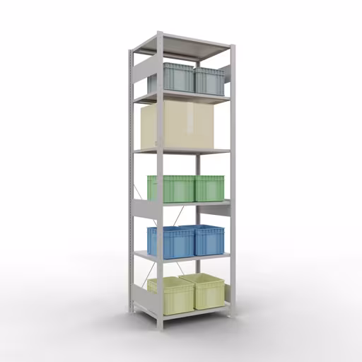 Basisplank, legbord, insteeksysteem MULTIplus150, 2500 x 750 x 600 mm, 6 planken, RAL 7035 lichtgrijs van Schulte Lagertechnik uit de categorie insteeksysteem