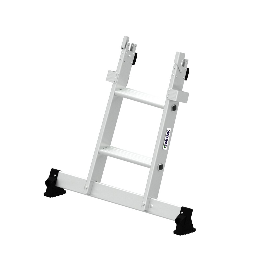 Munk glazenwassersladder met trap, ondergedeelte met nivello® dwarsbalk, 2 treden, van Günzburger Steigtechnik Munk trapladder voor het reinigen van ramen, onderste gedeelte met Nivello® dwarsbalk, uit de categorie speciale ladders, professionele producten, artikelnummer 012024