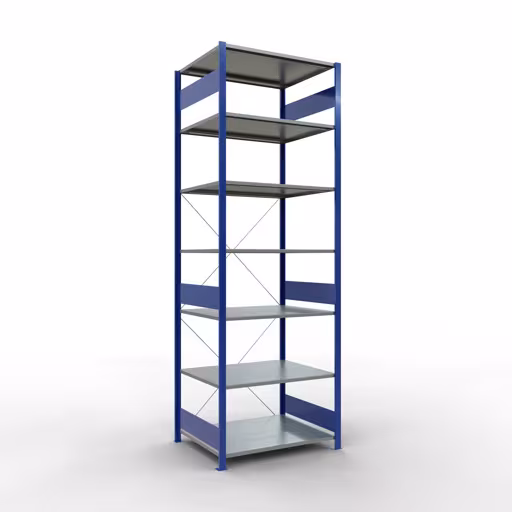 Andere weergave van het artikel Basisplank, legbord-insteeksysteem MULTIplus150, 3000 x 1000 x 800 mm, 7 legborden, RAL 5010/verzinkt uit de categorie insteeksysteem