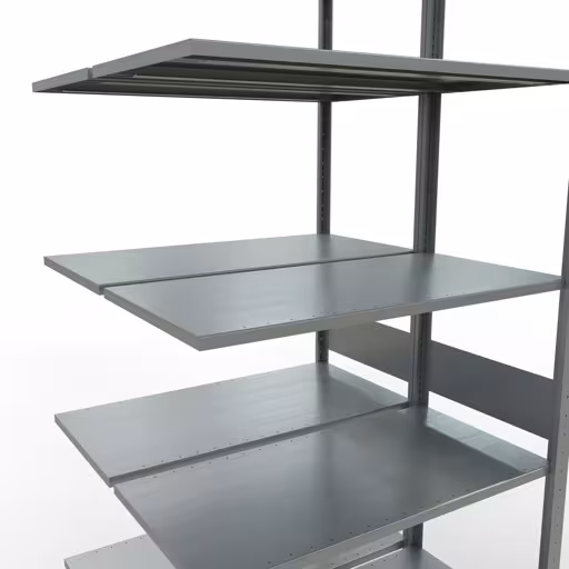 Productafbeelding nr. 13 van het artikel Aanbouwplank, dubbele plank, rekkensysteem MULTIplus150, 3000 x 1000 x (2x500) mm (HxBxD), 2x7 planken, lengtestangen, verzinkt Figuur nr. 13 van het artikel aanbouwrekken, dubbele rekken, rekkenrek insteeksysteem MULTIplus150, 3000 x 1000 x (2x500) mm, 2x7 planken, lengtestangen, verzinkt uit de stellingstelling productgroep van Schulte Lagertechnik.