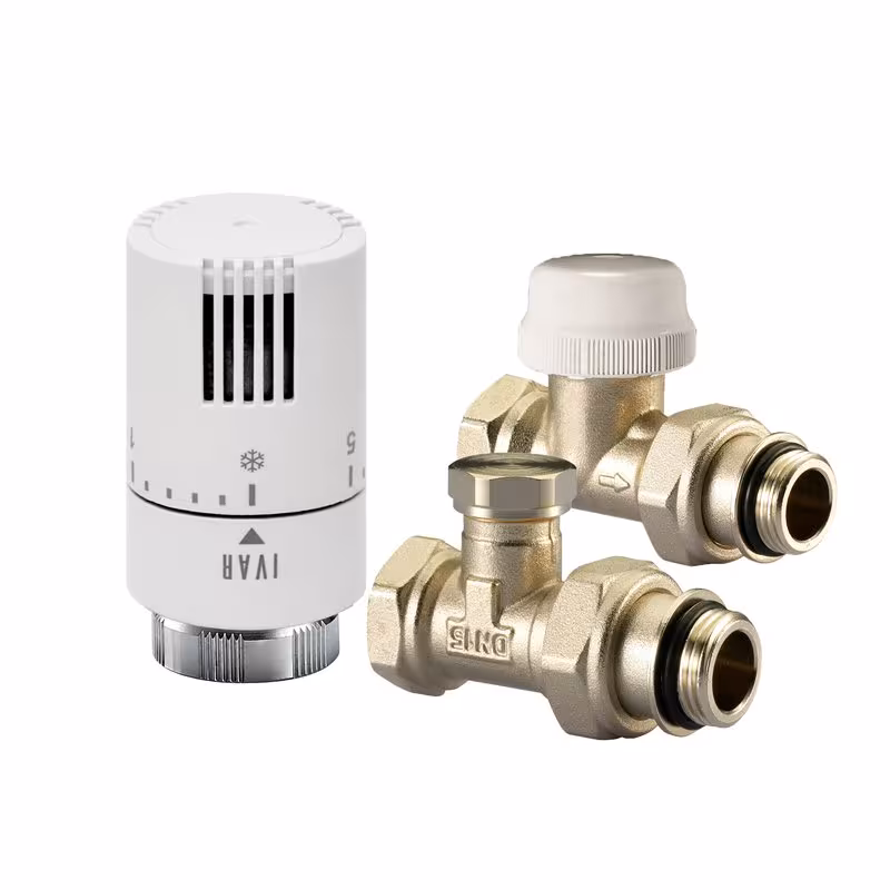 Radiator aansluitset 1/2 inch doorlaat KD 301 B van Ivar Ivar radiator aansluitset 1/2 inch incl. thermostaatkop T1500, radiator montage & aansluitingen, art.nr. 520175SB