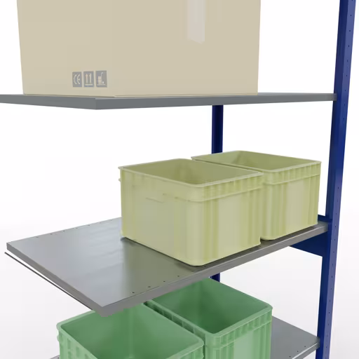 Aanbouwrek, stelling, insteeksysteem MULTIplus150, 2500 x 1000 x 600 mm, 6 legborden, RAL 5010/verzinkt van het merk Schulte Lagertechnik uit het assortiment insteeksysteem