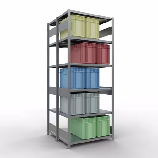 Basisplank, dubbele plank, stellingsysteem MULTIplus250, 2500 x 1000 x (2x500) mm (HxBxD), 2x6 planken, lengtestangen, verzinkt met de GTIN 4004514262073 Basisplank, dubbele plank, legplank-insteeksysteem MULTIplus250, 2500 x 1000 x (2x500) mm, 2x6 legborden, lengtestangen, verzinkt van Schulte Lagertechnik met het artikelnr. 17951