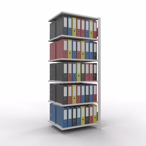 Productafbeelding nr. 14 van het artikel Aanbouwstelling, kantoorstelling, insteeksysteem MULTIplus150, 2000 x 750 x 600 mm, 6 legborden, lengtestangen, met middenaanslag, lichtgrijs Afbeelding nr. 14 van het artikel, kantoorrekken, insteeksysteem MULTIplus150, 2000 x 750 x 600 mm, 6 planken, met middenaanslag, lichtgrijs uit de productgroep kantoorrekken van Schulte Lagertechnik