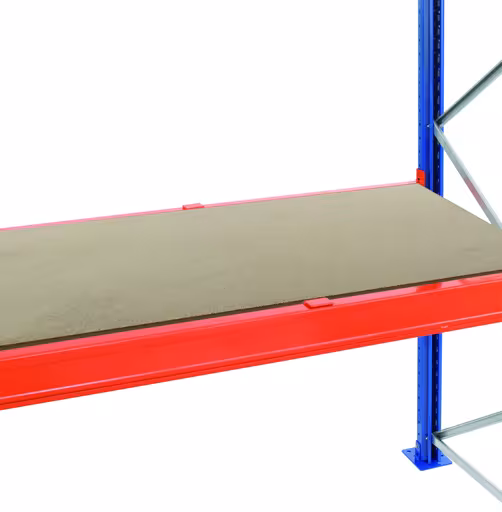 Spaanplaatniveau voor palletstellingen, voor raildiepte 50 mm, 1100 x 1350 x 38 mm (HxBxD), verzonken, inclusief dieptesteunen van Schulte Lagertechnik met artikelnr. 46690