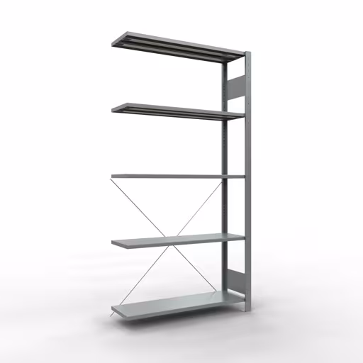 Figuur nr. 7 van het artikel aanbouwrekken, legbordstellingen, insteeksysteem MULTIplus85, 2000 x 1000 x 300 mm, 5 legborden, verzinkt uit de insteeksysteem productgroep van Schulte Lagertechnik.