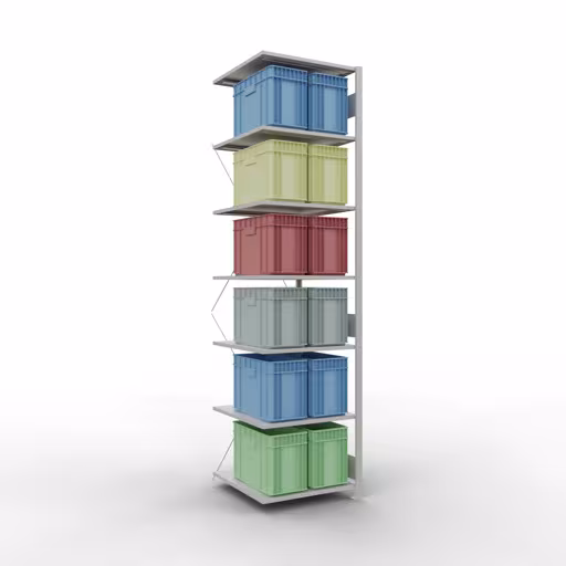 Productafbeelding nr. 6 van het artikel aanbouwrekken, legbord-insteeksysteem MULTIplus150, 3000 x 750 x 800 mm, 7 legborden, RAL 7035 lichtgrijs uit het insteeksysteem-assortiment van Schulte Lagertechnik