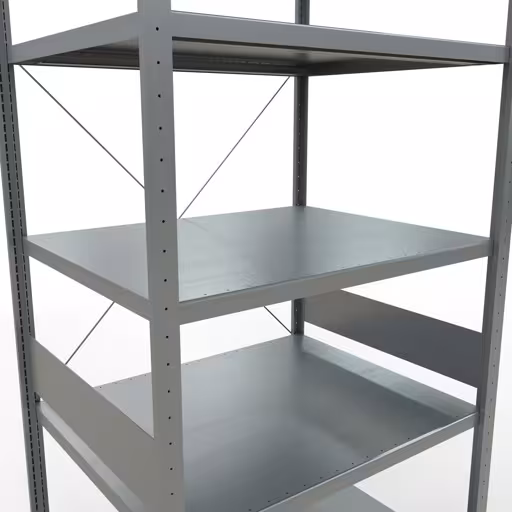 Andere weergave van het artikel basisplank, legbord, insteeksysteem MULTIplus250, 3000 x 1000 x 800 mm, 7 legborden, kruisschoor, verzinkt uit de categorie insteeksysteem