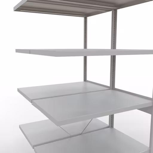Aanbouwrekken, dubbele rekken, rekkensysteem MULTIplus250, 2500 x 1000 x (2x600) mm, 2x6 planken, kruisschoor, RAL 7035 lichtgrijs van Schulte Lagertechnik uit het rekkenprogramma