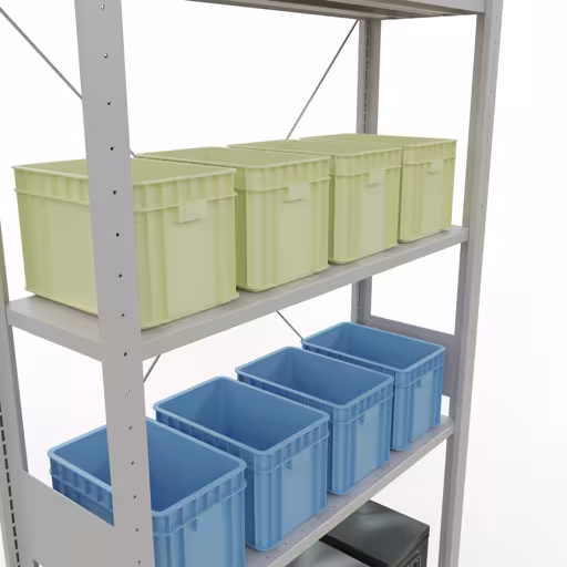 Basisplank, legbord, insteeksysteem MULTIplus150, 3000 x 1000 x 300 mm, 7 planken, kruisschoor, RAL 7035 lichtgrijs van Schulte Lagertechnik uit het assortiment insteeksysteem