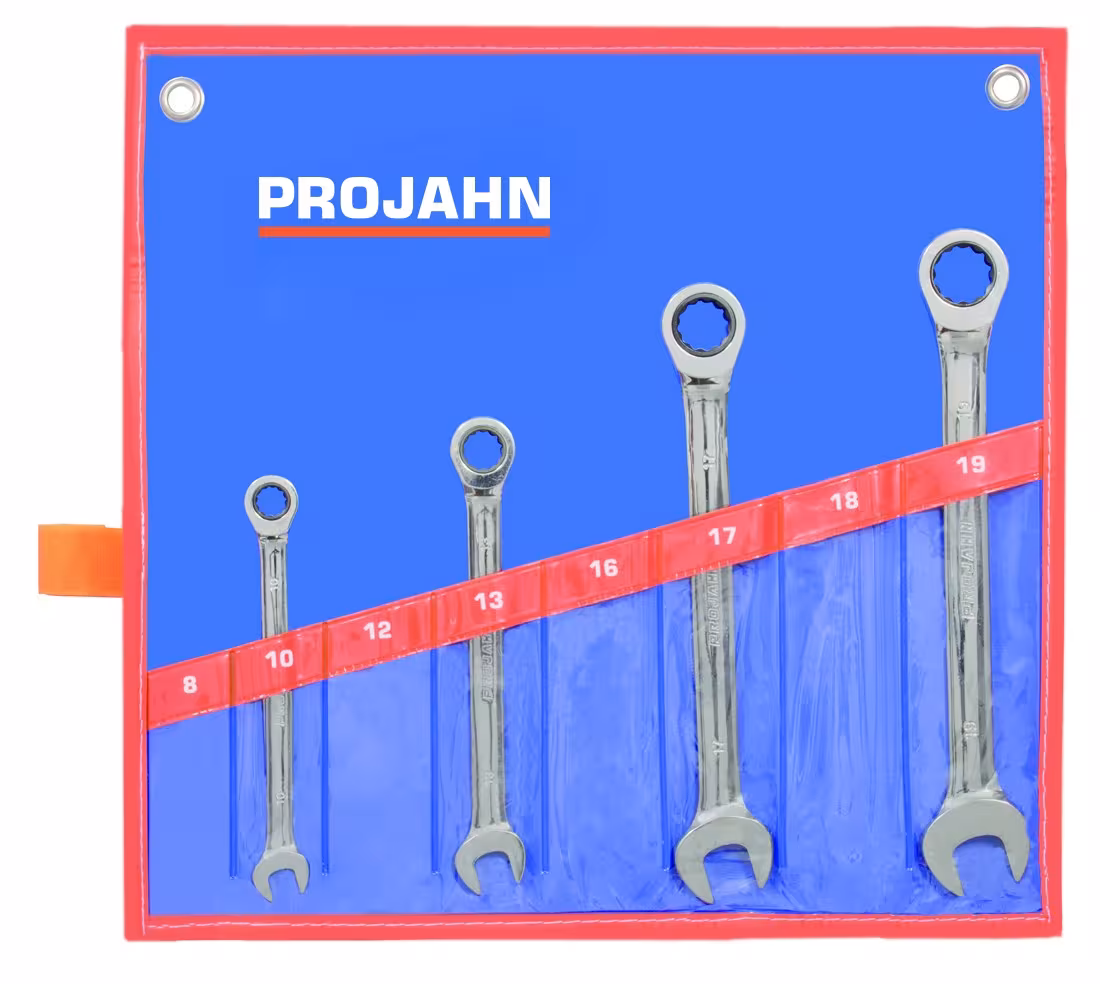 GearTech sleutelset roltas 4 stuks 10 - 13 - 17 - 19 mm van PROJAHN GearTech sleutelset roltas 4 stuks 10 - 13 - 17 - 19 mm, steeksleutel, art.nr. 3498