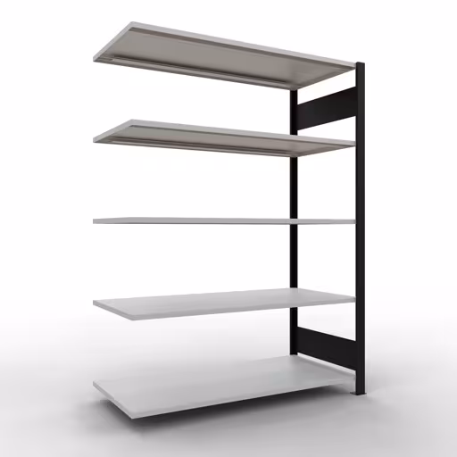 Afbeelding nr. 7 van het artikel aanbouwrekken, kantoorrekken, insteeksysteem MULTIplus150, 1800 x 1300 x 600 mm, 5 planken, lengtestangen, zonder middenaanslag, zwart/lichtgrijs uit de productgroep kantoorrekken van Schulte Lagertechnik.