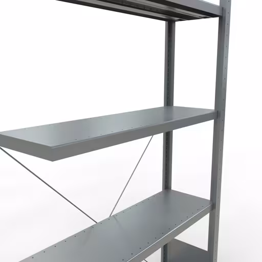 Productafbeelding nr. 14 van het artikel Aanbouwrekken, legbordstellingen, insteeksysteem MULTIplus330, 2000 x 1000 x 300 mm (HxBxD), 5 legborden, kruisschoor, verzinkt Afbeelding nr. 14 van het artikel aanbouwrekken, legbordstellingen, insteeksysteem MULTIplus330, 2000 x 1000 x 300 mm, 5 legborden, kruisschoor, verzinkt uit de productgroep insteeksysteem van Schulte Lagertechnik