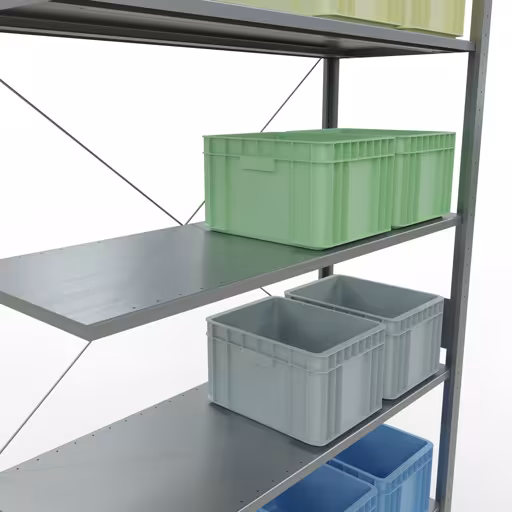 Insteeksysteem opzetplank 3000x1300x500 mm, type 150 kg, verzinkt uit de categorie opzetplanken met de GTIN 4004514217790 Insteeksysteem aanbouwstelling 3000x1300x500 mm, type 150 kg, verzinkt van Schulte Lagertechnik uit het assortiment insteeksysteem