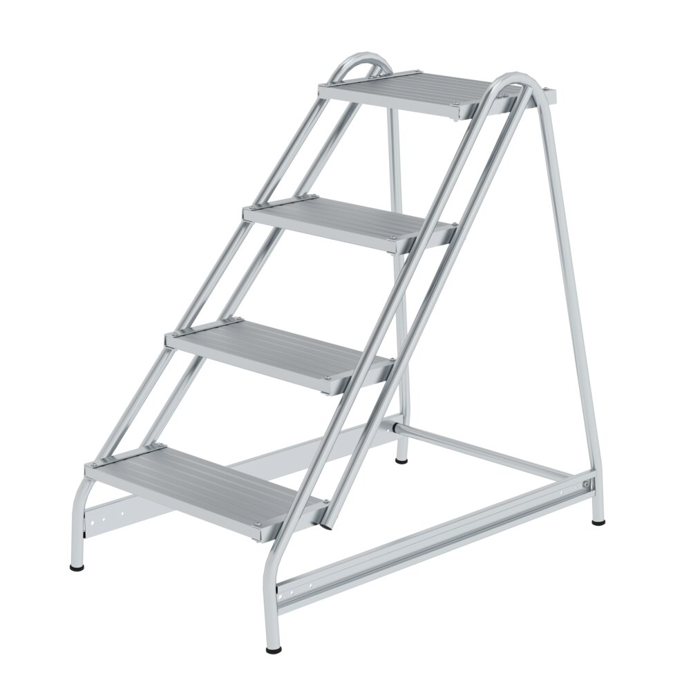 Munk werkplatform, toegankelijk vanaf één zijde, geribbeld aluminium, uit de categorie "Platformtrappen" met artikelnummer 050052