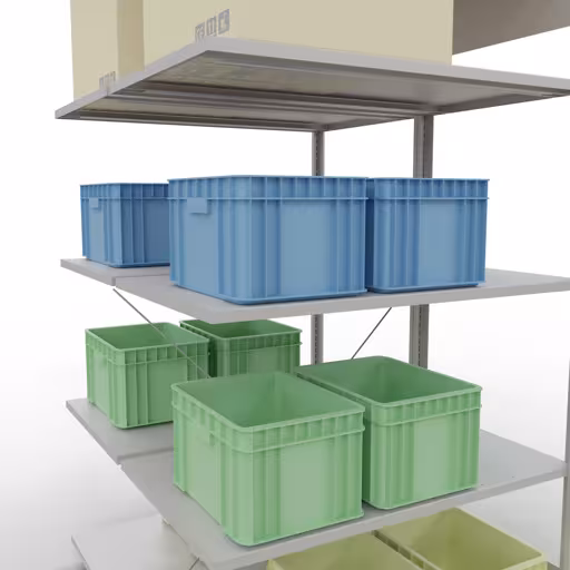 Aanbouwrekken, dubbele rekken, rekkensysteem MULTIplus150, 2000 x 1000 x (2x600) mm, 2x5 planken, RAL 7035 lichtgrijs van het merk Schulte Lagertechnik uit het rekkenprogramma