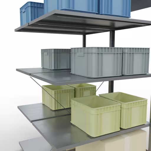 Aanbouwrekken, dubbele rekken, rekkensysteem MULTIplus150, 2000 x 1000 x (2x600) mm, 2x5 planken, kruisschoor, verzinkt van Schulte Lagertechnik uit het rekkenprogramma