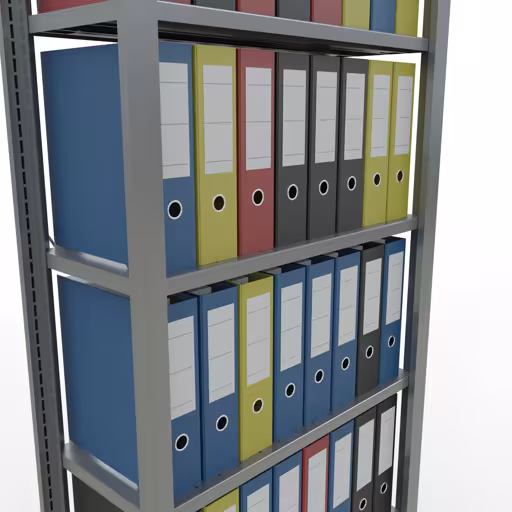 Productafbeelding nr. 12 van het artikel basisplank, kantoorplank, insteeksysteem MULTIplus85, 2300 x 750 x 300 mm, 7 planken, kruisschoor, verzinkt, zonder aanslaglijst Afbeelding nr. 12 van het artikel, kantoorreksysteem MULTIplus85, 2300 x 750 x 300 mm, 7 planken, verzinkt, zonder aanslaglijst uit de productgroep kantoorrekken van Schulte Lagertechnik