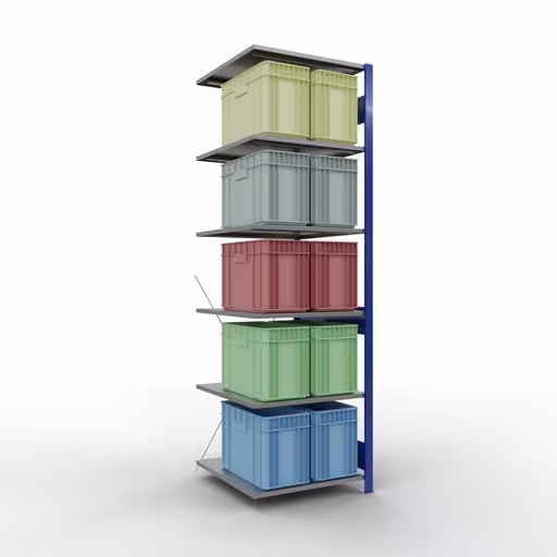 Productafbeelding nr. 6 van het artikel aanbouwrekken, legbord-insteeksysteem MULTIplus150, 2500 x 750 x 800 mm, 6 legborden, RAL 5010 gentiaanblauw/verzinkt/verzinkt uit het insteeksysteem-assortiment van Schulte Lagertechnik
