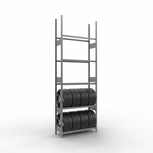 Figuur nr. 11 van het artikel basisrek, wielen-/bandenrek, 3500 x 1200 x 400 mm, verzinkt, 5 opslagniveaus met 150 kg vakbelasting per niveau uit de productgroep legbordstellingen van Schulte Lagertechnik.