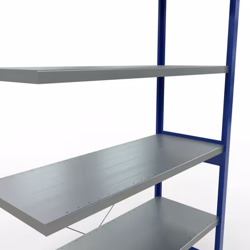 Afbeelding nr. 12 van het artikel aanbouwrekken, legbordstellingen, insteeksysteem MULTIplus250, 2500 x 1300 x 500 mm, 6 legborden, kruisschoor, RAL 5010 gentiaanblauw/verzinkt uit de productgroep insteeksysteem van Schulte Lagertechnik.