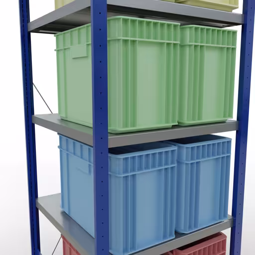 Productafbeelding nr. 13 van het artikel basisplank, legbord, insteeksysteem MULTIplus250, 2000 x 750 x 800 mm (HxBxD), 5 legborden, kruisschoor, RAL 5010 gentiaanblauw/verzinkt/verzinkt Figuur nr. 13 van het artikel basisrek, legbord, insteeksysteem MULTIplus250, 2000 x 750 x 800 mm, 5 legborden, kruisschoor, RAL 5010 gentiaanblauw/verzinkt/verzinkt uit de insteeksysteem productgroep van Schulte Lagertechnik.