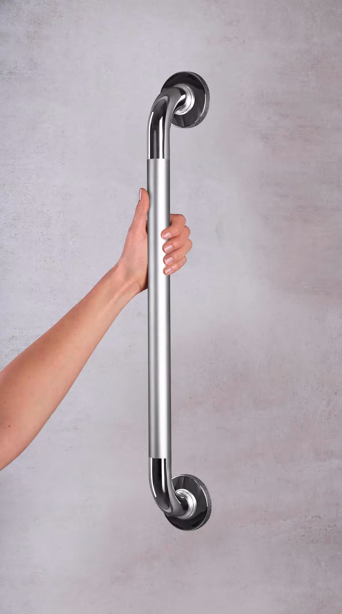 Handgreep Sam L, glanzend chroom, met antislip gripoppervlak, met GTIN 4006956101262 Handgreep Sam L, glanzend chroom, met antislip gripoppervlak, van Ridder met art.nr. A0016011