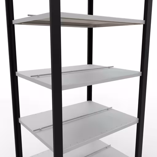 Figuur nr. 8 van het artikel basisplank, kantoorplank, insteeksysteem MULTIplus150, 2300 x 750 x 600 mm, 7 planken, lengtestangen, met middenaanslag, zwart/lichtgrijs uit de productgroep kantoorplanken van Schulte Lagertechnik.