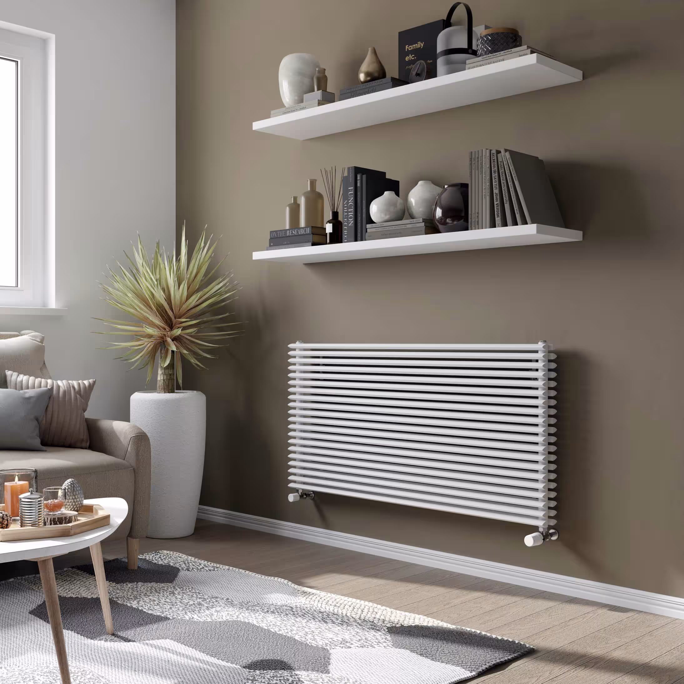 Ruimteverwarmer Triton Duplex Horizontaal 600 mm x 1000 mm 1300 Watt Wit RAL 9003 van Ximax Ximax kamerradiator Triton Duplex Horizontaal Wit RAL 9003, kamerradiator, art.nr. 11482