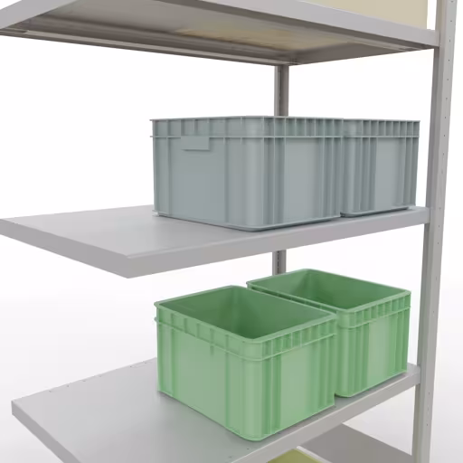 Afbeelding nr. 14 van het artikel aanbouwrekken, legbordstellingen, insteeksysteem MULTIplus330, 2000 x 1000 x 600 mm, 5 legborden, lengtestangen, RAL 7035 lichtgrijs uit de productgroep insteeksysteem van Schulte Lagertechnik