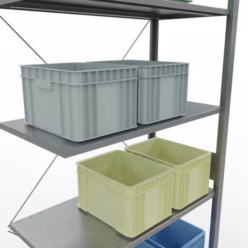 Figuur nr. 15 van het artikel aanbouwrekken, legbordstellingen, insteeksysteem MULTIplus85, 3000 x 1000 x 500 mm, 7 legborden, verzinkt uit de productgroep insteeksysteem van het merk Schulte Lagertechnik.