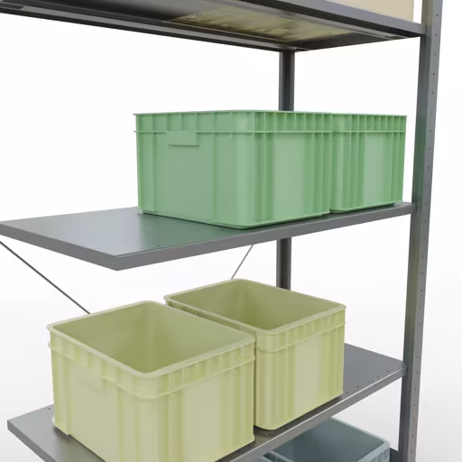 Productafbeelding nr. 12 van het artikel Aanbouwplank, legplank-insteeksysteem MULTIplus150, 2000 x 1000 x 500 mm, 5 legborden, verzinkt - Expressline uit het insteeksysteem-assortiment van Schulte Lagertechnik