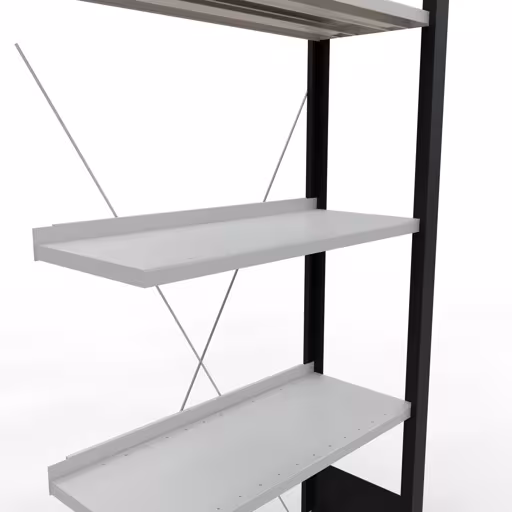 Figuur nr. 9 van het artikel aanbouwrekken, kantoorrekken, insteeksysteem MULTIplus85, 1800 x 750 x 300 mm, 5 planken, kruisschoor, met aanslaglijst, zwart/lichtgrijs uit de productgroep kantoorrekken van Schulte Lagertechnik.