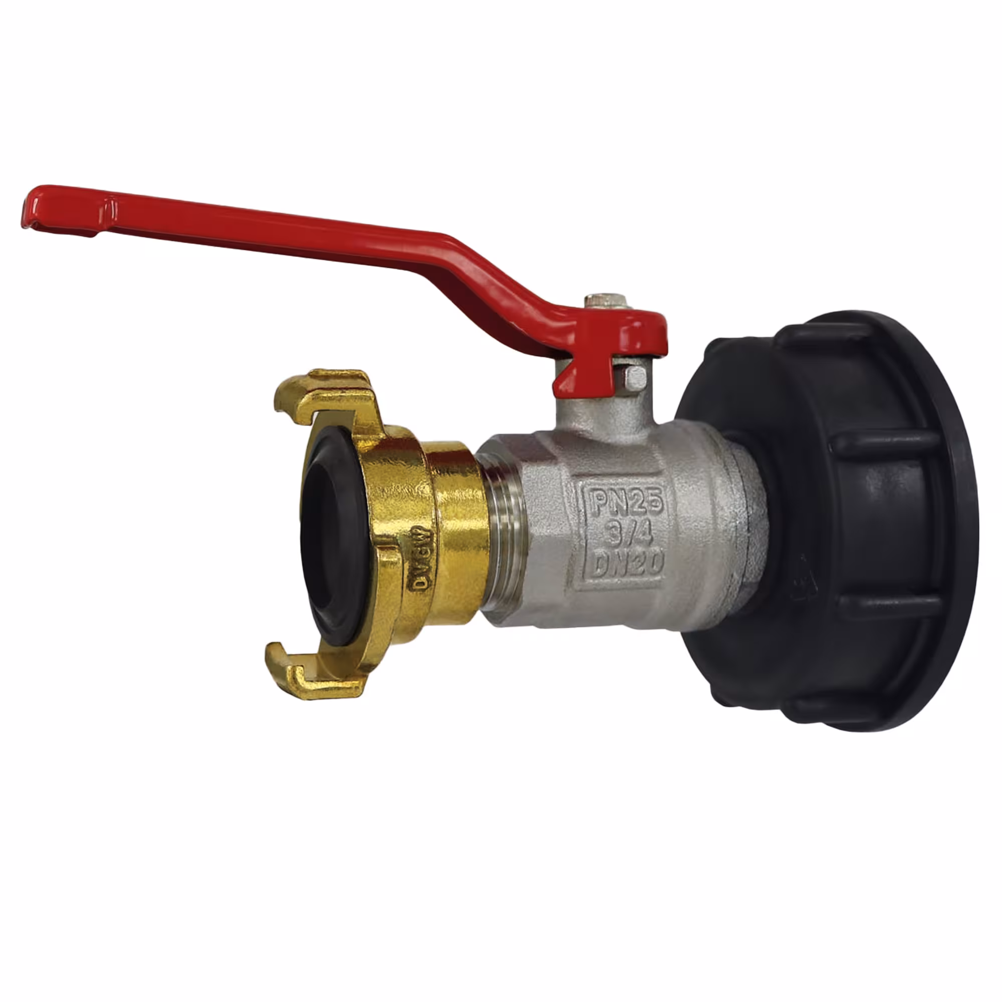 IBC adapter met kogelkraan en MS snelkoppeling 3/4'' van Puteus IBC-adapter met kogelkraan en MS-snelkoppeling 3/4'', IBC-tanksysteem, art.nr. 92187