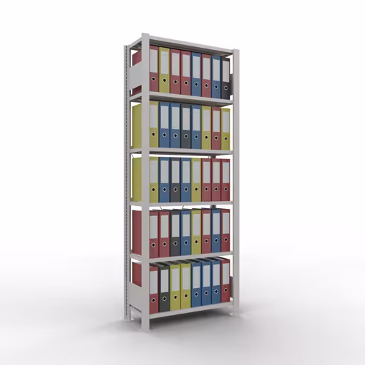 Productafbeelding nr. 14 van het artikel basisplank, kantoorplank, insteeksysteem MULTIplus85, 2000 x 750 x 300 mm, 6 planken, kruisschoor, met aanslaglijst, lichtgrijs Afbeelding nr. 14 van het artikel, kantoorrekken, insteeksysteem MULTIplus85, 2000 x 750 x 300 mm, 6 planken, met aanslaglijst, lichtgrijs uit de productgroep kantoorrekken van Schulte Lagertechnik