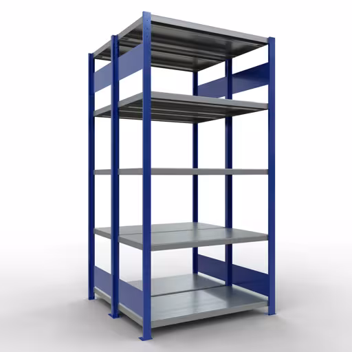 Basisplank, dubbele plank, stellingsysteem MULTIplus250, 2000 x 1000 x (2x500) mm (HxBxD), 2x5 planken, lengtestangen, RAL 5010 gentiaanblauw van Schulte Lagertechnik Basisplank, dubbele plank, stellingsysteem MULTIplus250, 2000 x 1000 x (2x500) mm (HxBxD), 2x5 planken, lengtebalk, RAL 5010 gentiaanblauw, dubbele planken, art.nr. 33250-B