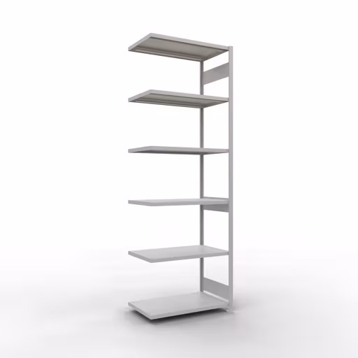 Aanbouwrekken, rekken, insteeksysteem MULTIplus250, 3000 x 1000 x 600 mm (HxBxD), 7 planken, lengtestangen, RAL 7035 lichtgrijs van Schulte Lagertechnik Aanbouwrekken, legbordstellingen, insteeksysteem MULTIplus250, 3000 x 1000 x 600 mm (HxBxD), 7 legborden, lengtebalk, RAL 7035 lichtgrijs, aanbouwplank, art.nr. 32867-LR