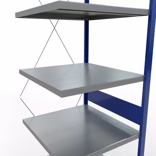 Afbeelding nr. 11 van het artikel aanbouwrekken, stellingrekken, insteeksysteem MULTIplus250, 3000 x 750 x 800 mm, 7 legborden, kruisschoor, RAL 5010 gentiaanblauw/verzinkt/verzinkt uit de productgroep insteeksysteem van Schulte Lagertechnik