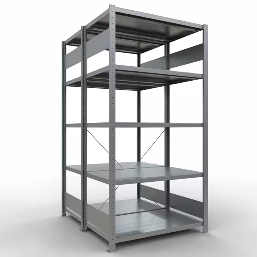 Andere weergave van het artikel Basisplank, dubbele plank, stellingsysteem MULTIplus250, 2000 x 1000 x (2x600) mm, 2x5 planken, kruisschoor, verzinkt uit de categorie rekken