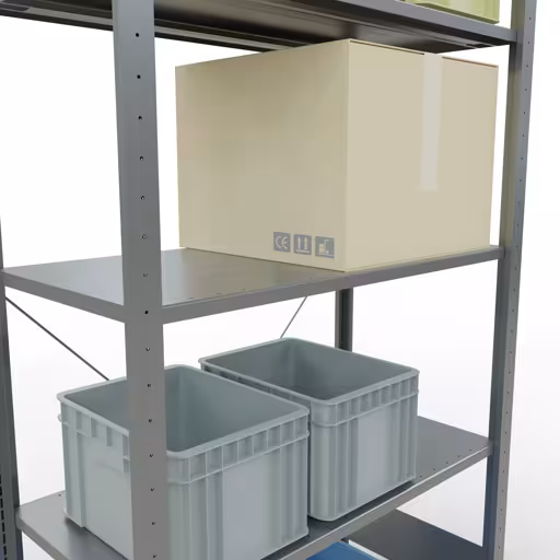 Productafbeelding nr. 11 van het artikel basisplank, legbord, insteeksysteem MULTIplus150, 2000 x 1000 x 500 mm (HxBxD), 5 legborden, kruisschoor, verzinkt Figuur nr. 11 van het artikel basisrek, legplank-insteeksysteem MULTIplus150, 2000 x 1000 x 500 mm, 5 legborden, verzinkt uit de productgroep insteeksysteem van het merk Schulte Lagertechnik.