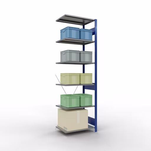 Productafbeelding nr. 12 van het artikel aanbouwplank, legbord, insteeksysteem MULTIplus150, 2500 x 750 x 500 mm, 6 legborden, RAL 5010 gentiaanblauw/verzinkt/verzinkt uit het insteeksysteem-assortiment van Schulte Lagertechnik