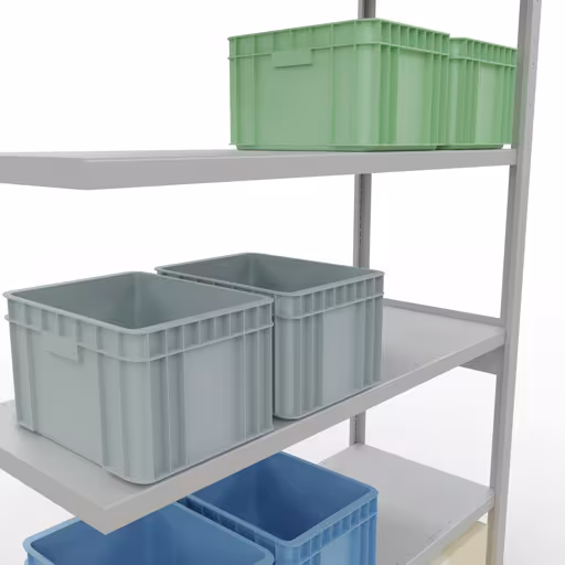Afbeelding nr. 14 van het artikel aanbouwrekken, legbordstellingen, insteeksysteem MULTIplus250, 2500 x 1300 x 500 mm, 6 legborden, lengtestangen, RAL 7035 lichtgrijs uit de productgroep insteeksysteem van Schulte Lagertechnik